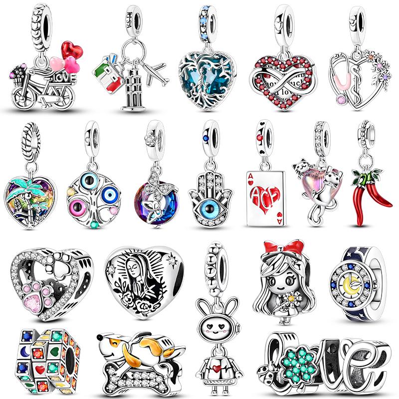 Original Charm Copper Poker Love Dog Gril Bead Fit Bracelet Diy Woman Jewelry Making Fashion Pendant