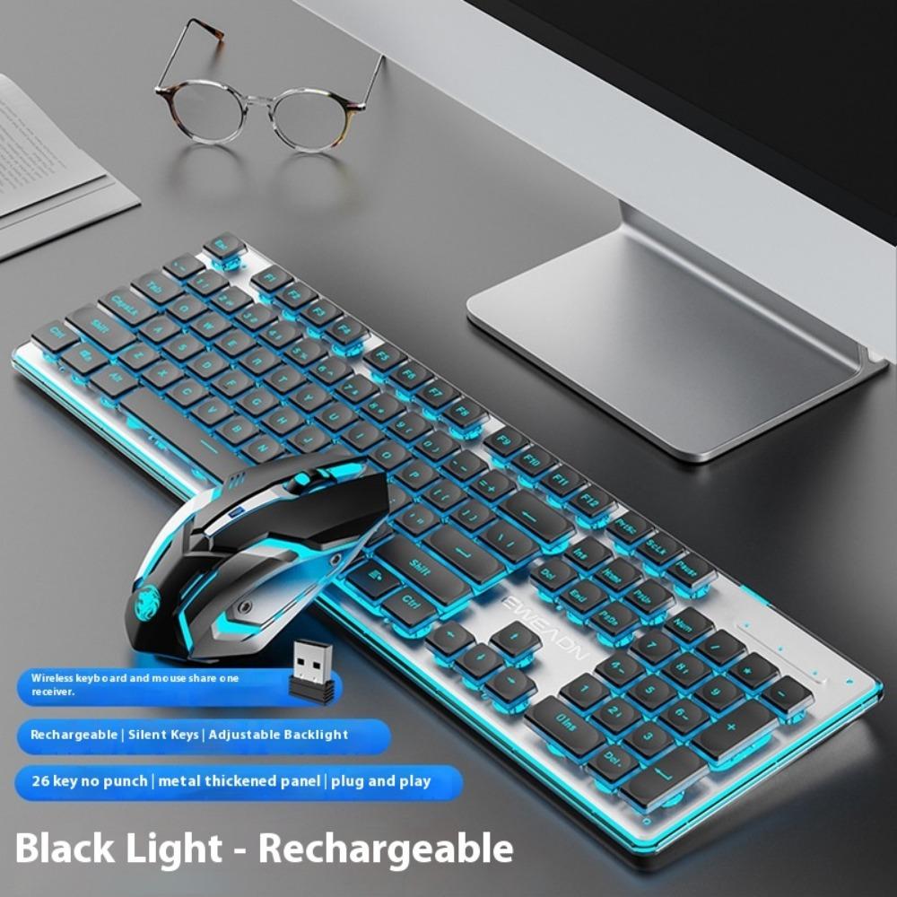 Kabelloses Tastatur- und Maus-Set, Leise Ultradünn Hochwertig Spielcomputer Büromaschinen Gefühl