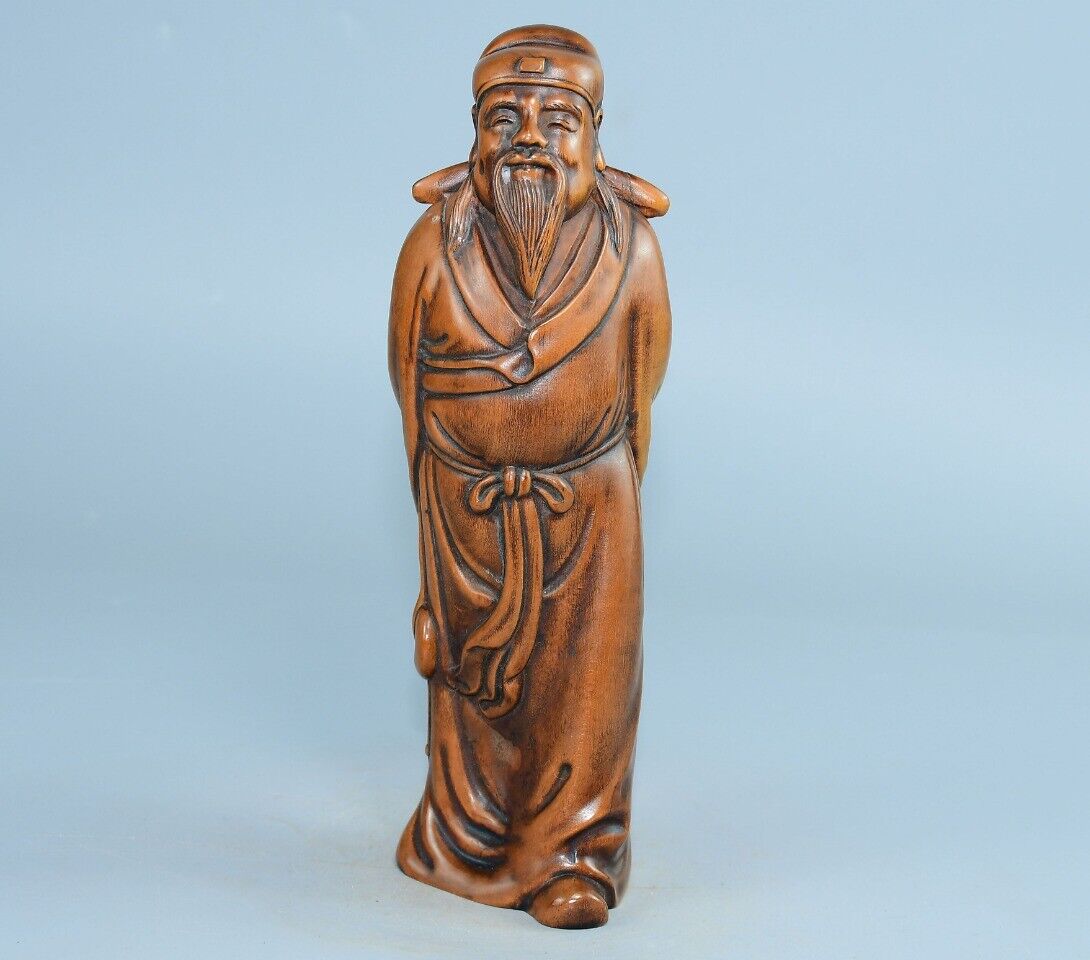 

Китайская антикварная резьба по самшиту Изысканная статуэтка Ли Бо Коллекция Декор CHINA