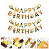 2 Pcs Engineering Car Pull Flowers Happy Birthday Banner Decorations Construction Fornite Ornament Home The Baby