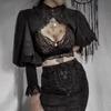 Lace Gothic Black Short Steampunk Crop Jacket Kawaii Vintage Gorgeous Palace Blouse Women Party Bolero Victorian Coat Corset