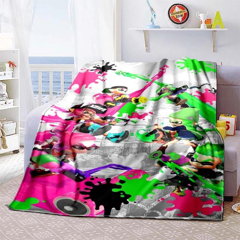 

3D Game, Splatoon, Fashion Cute Cartoon Soft Plush Blanket, Flannel Blanket Game Player Bedroom Bed Sofa Nap Blanket grinch 75x90cm