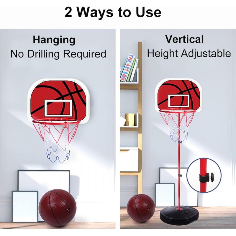 Toddler Basketball Hoop 64-165CM Height Adjustable Kids Hoop for Indoor & Outdoor Mini Basketball Goal Ball Game for Boys & Girl