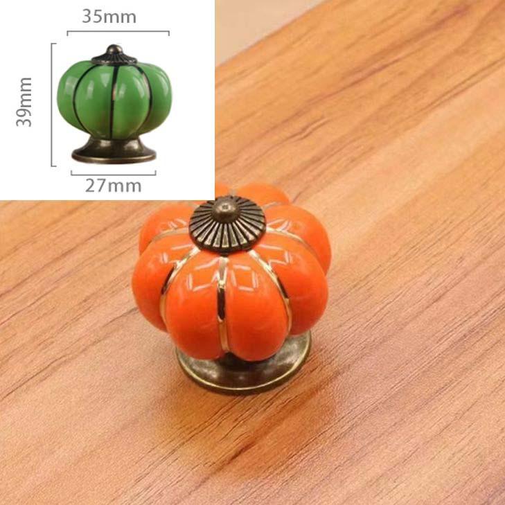Manopole per Mobili in Ceramica a Forma di Zucca Maniglie per Cassetti con Base Metallica e Viti per Porte di Cucina Armadio Mobili Diametro 35mm