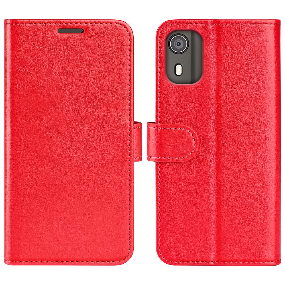 

For Nokia C02 Crazy Horse Texture Phone Case PU Leather Wallet Stand Full Protection Cover Red