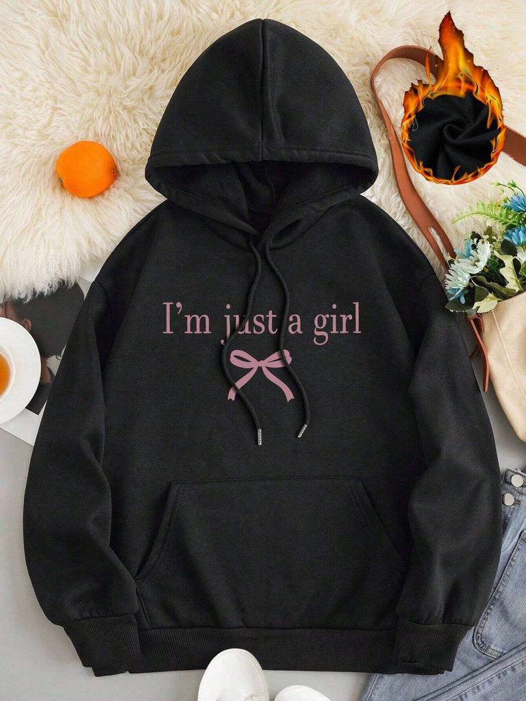 I'M Just A Girl Simple Printing Women Hoody Harajuku Loose Clothes Warm Comfortable Hoodie Vintage Autumn Crewneck Top