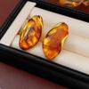 New Design Brown Green Resin Earrings for Women Vintage Geometric Metal Water Droplet Earrings Exaggerated Jewelry Accessories