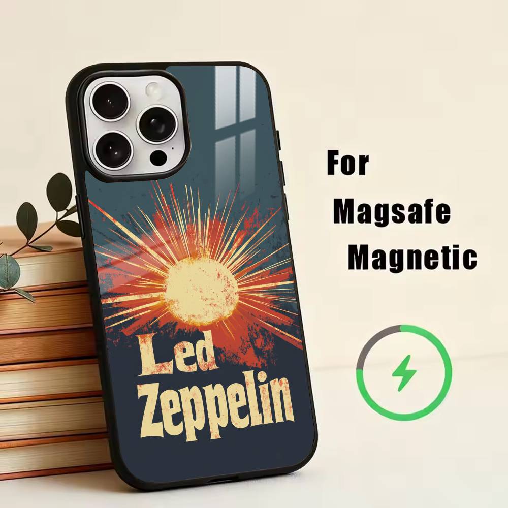 L-Led Z-Zeppelin Telefoonhoesje Voor iPhone17,16,15,14,13,12,11 Plus,Pro Magnetisch met Magsafe Draadloos Opladen