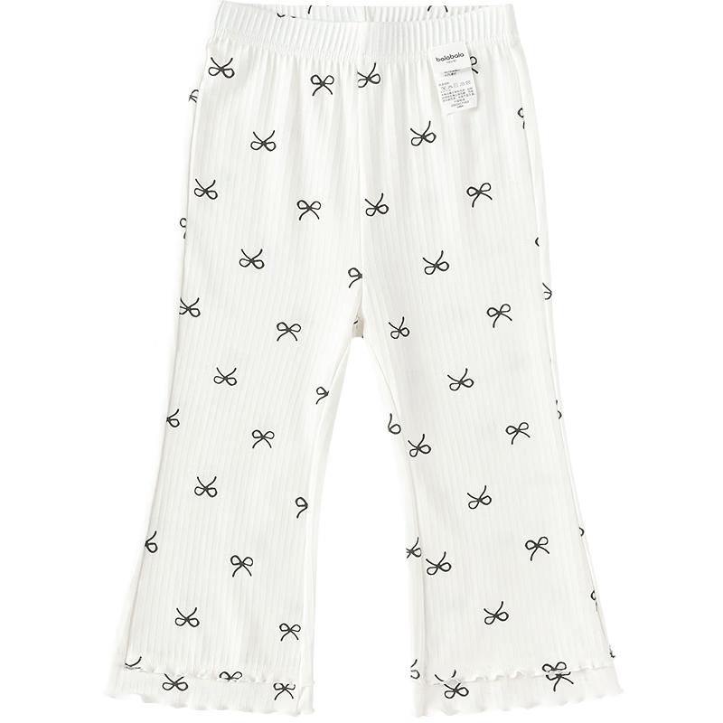 Balabala Girls' Heart Print Bamboo Blend Casual Pants