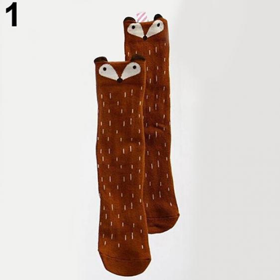 Baby Barn Flickor Mode Bomull Småbarn Räv Mönster Knähöga Strumpor