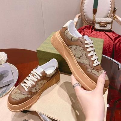 Embroidery Lace-up Platform Muffin Shoes, Early Spring Round Head Leather Surface Couple Large Size Board Shoes Biscuit Shoes