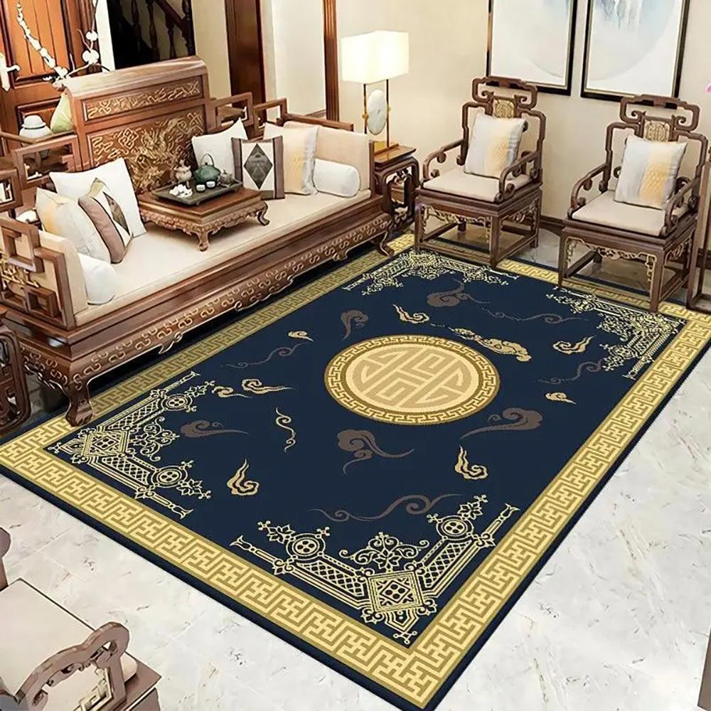 

VIKAMA Loop Pile Chinese Style Rug - Durable Stain-Resistant Carpet for Bedroom Living Room Home Decor Easy Clean Non-Slip 40x60cm 16x24inch