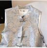 Elegant Chinese Stand Collar Embroidered Jacquard Satin Vest for Women