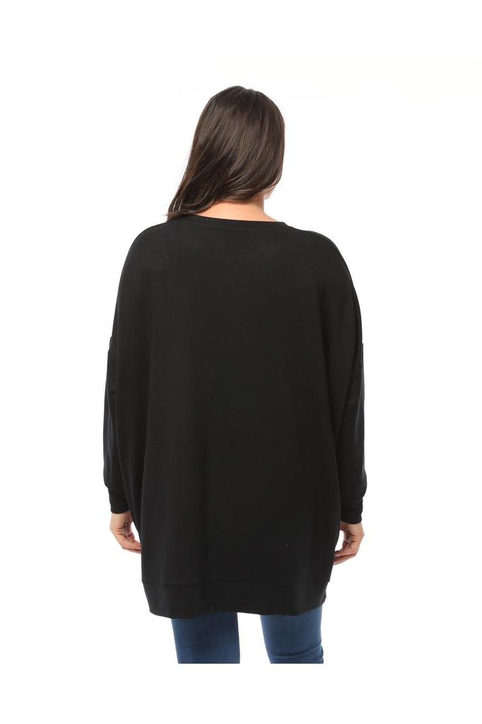 Damen Stil Übergröße Sweatshirt Zwei Faden Paillettenbesetztes Oversize Sweatshirt