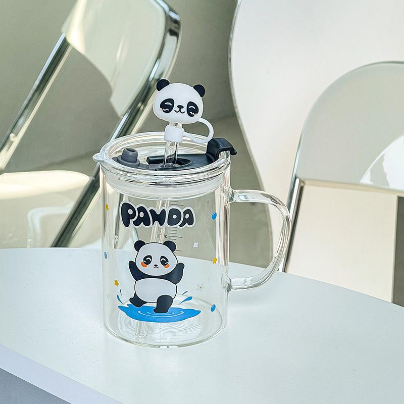 

Высококачественный прозрачный стакан для воды, подарочный милый мультяшный завтрак с крышкой, домашнее ветрянное стекло 401-500ml