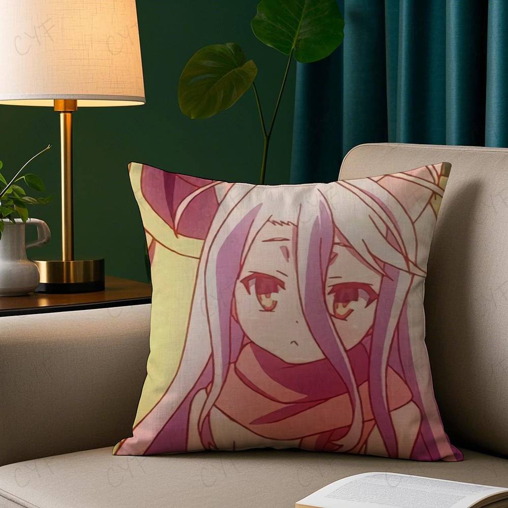 No Game No Life Anime Pillow Case Anti-dustmite Pillowcase Invisible zipper silky short plush Sofa cushion cover