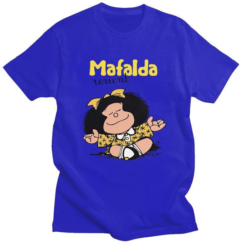 Custom Quino Comic Cartoon Mafalda T Shirts for Men 100 Cotton Tee Tops Tshirts Short Sleeve Casual Tshirt Clothes