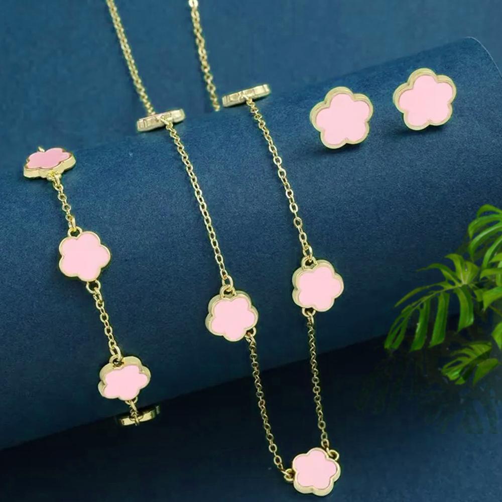 4pcs Women Zircon Set, Fashion and Simple Flower Necklace, Bracelet, Earring Zircon Set, Suitable for Daily Wear, Gifts for Fr