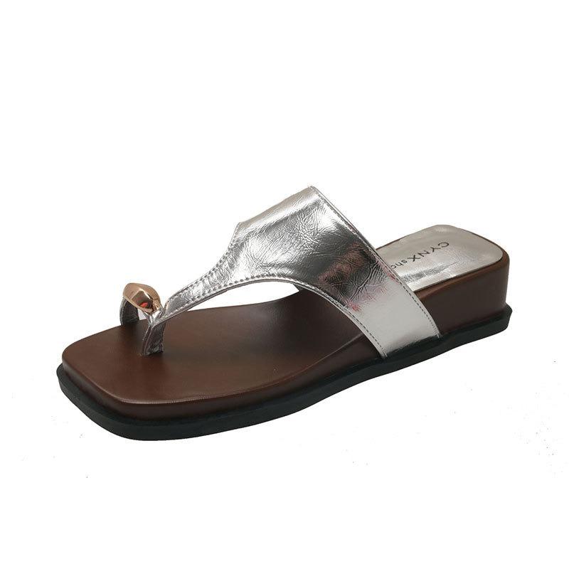 Fashion JX casual cover toe slope heels slippers women's summer wear new seaside vacation beach shoes sandals