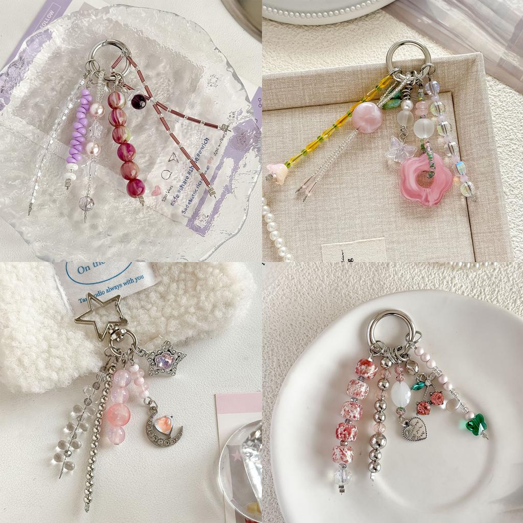Ins Bead Pendant Keychain Creativity Acrylic Backpack Hanging Piece Car Key Chain Trend Accessories