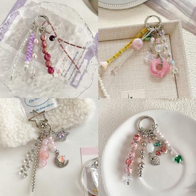 Ins Bead Pendant Keychain Creativity Acrylic Backpack Hanging Piece Car Key Chain Trend Accessories