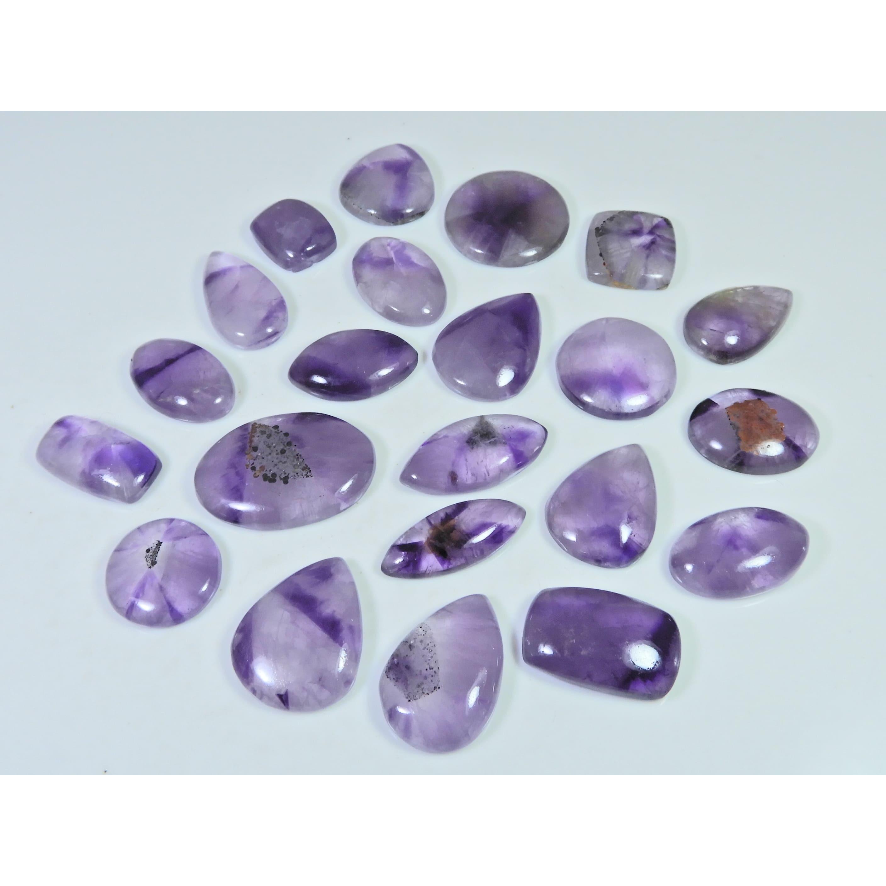 320Cts. Natural Amethyst Lace Agate Mix Cabochon Loose Gemstone 22Pcs Lot C-2852