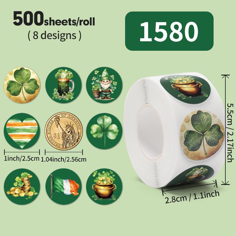 

Lucky Shamrock St. Patrick s Day Stickers – Decorative Roll for Journals & Packaging