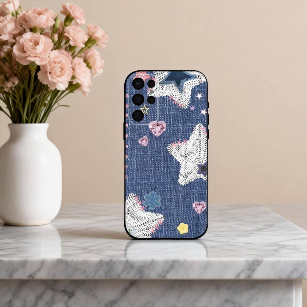 R-Retro D-denim patches  Phone Case For Samsung S25,24,23,22,30,21,10,9,Ultra,Plus,Lite,FE,4,5 G Soft Black Case