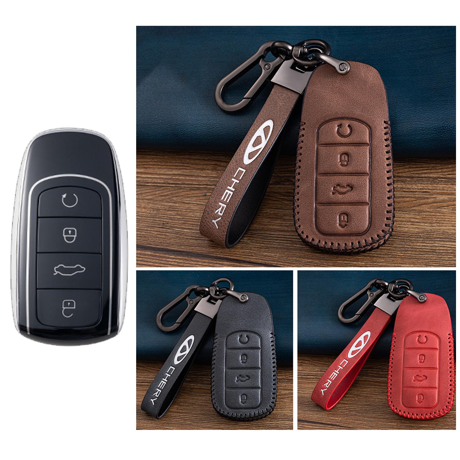 

3 комплекта чехлов для автомобильных брелоков Chery из натуральной кожи, подходящих для 8plus/8pro/7plus Kunpeng edition и eAIRUIZE 5, по одному комплекту для каждого цвета.