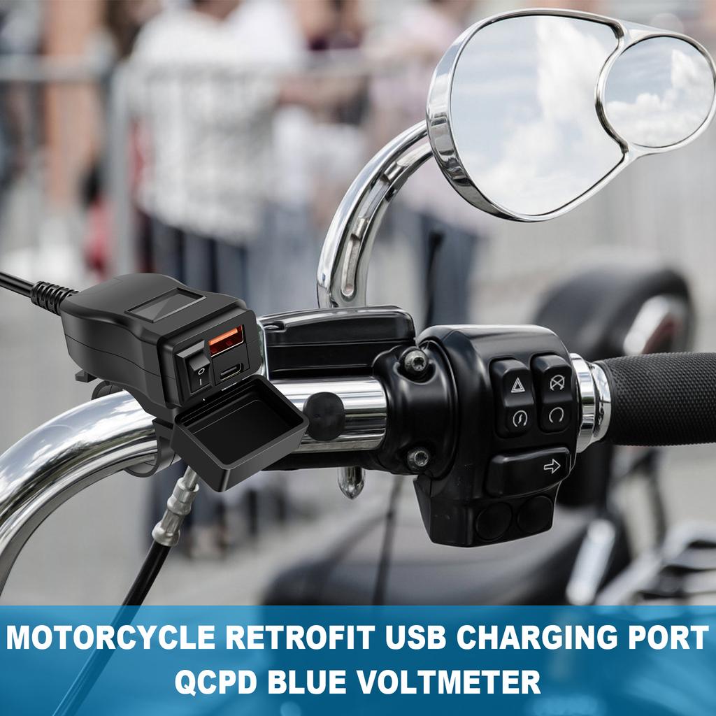 Motorcycle USB Fast Charger Waterproof SAE to USB Motorcycle Charger Double USB Type C PD and Quick Charge 3.0 Socket Connector