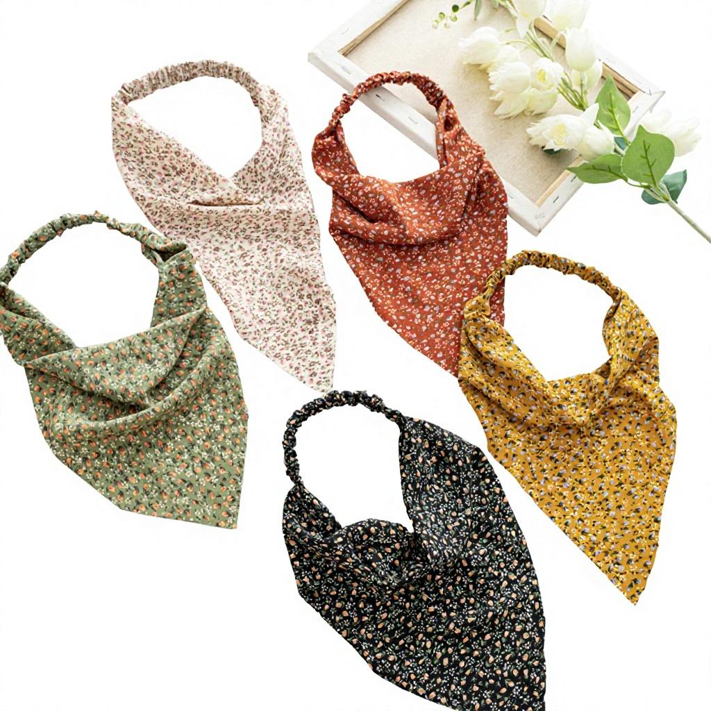 Cross-border Spring Womens Versatile Closed-head Triangular Scarf Stretchy Handmade Headband European American-style