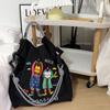 Japanese Style Handmade Waterproof Nylon Canvas Bag with Embroidered Patterns, Large Capacity