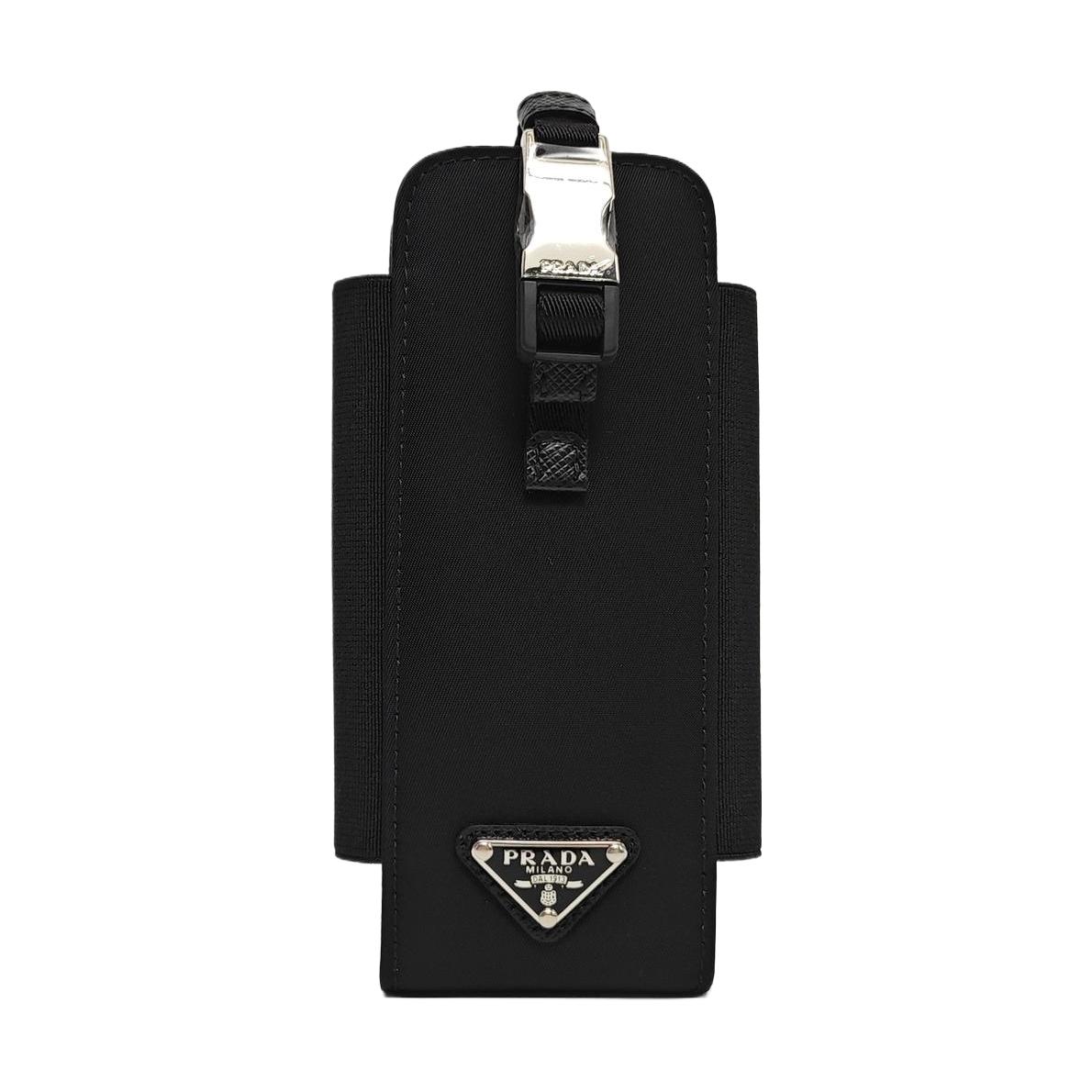 [Pre-Owned] Re-Nylon Brand Logo Lock Closure Fabric Phone Bag - Unused #HTHVIA ONE SIZE