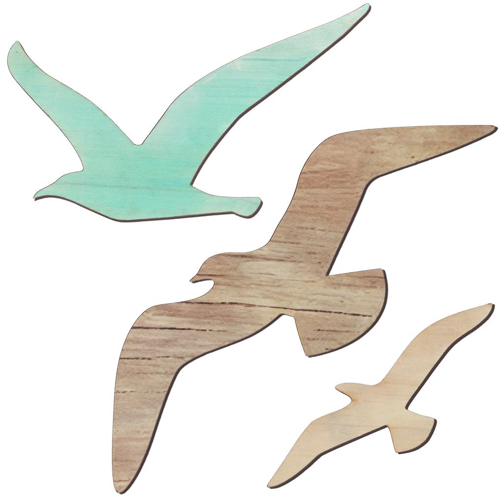 3Pcs Wall Hanging Seagull Decoration Coastal Wooden Naments Beach Sculpture Nautical Ocean Decor Plaque Wood Seagull Wall Decor