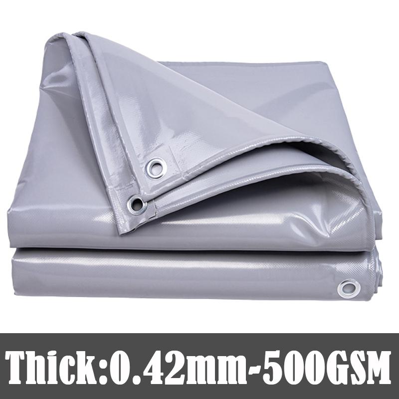 Heavy-Duty PVC Canvas Waterproof Coated Banner Outdoor Camping Tent Pergola Tarpaulin Sun Shelter UV Resistant Truck Canopy 1.9x1.4m