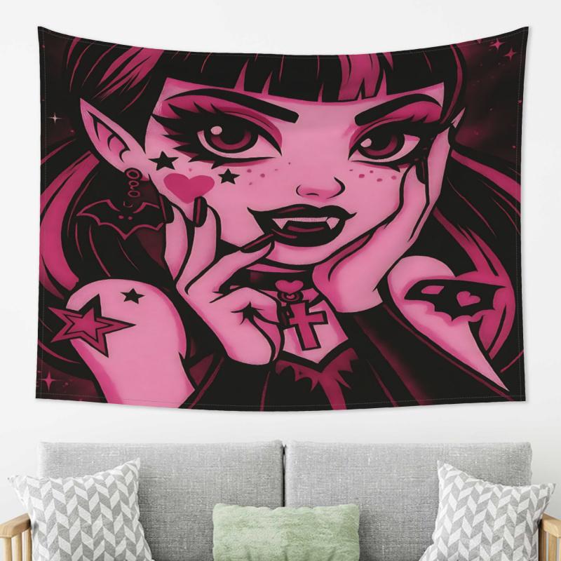 VIKAMA Dark Cool Vampire Girl Tapestry Gothic Style Personalized Wall Hanging House Renovation Backdrop Decoration