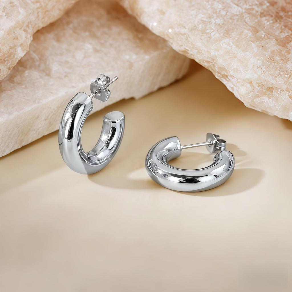 2025 European & American Trendy Titanium Steel Large Round Hoop Earrings for Women - Simple Ins Style.