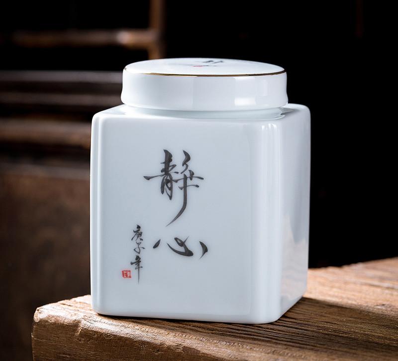 Creatividad Forma Cuadrada Cerámica Lata de Té Portátil Tarro Sellado Cajas de Té Organizador de Especias Dulces Café Fruta Seca Tanque de Almacenamiento