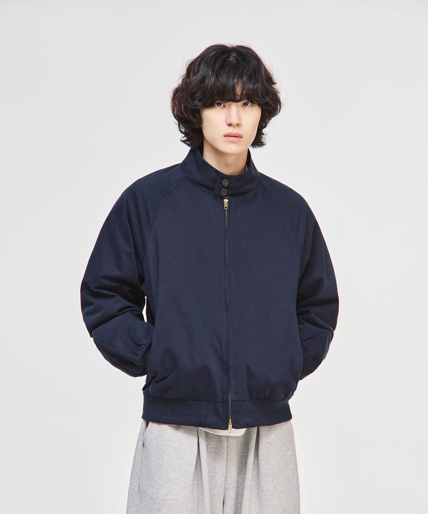 Signature Cotton Crop Harrington Jacket [Navy]