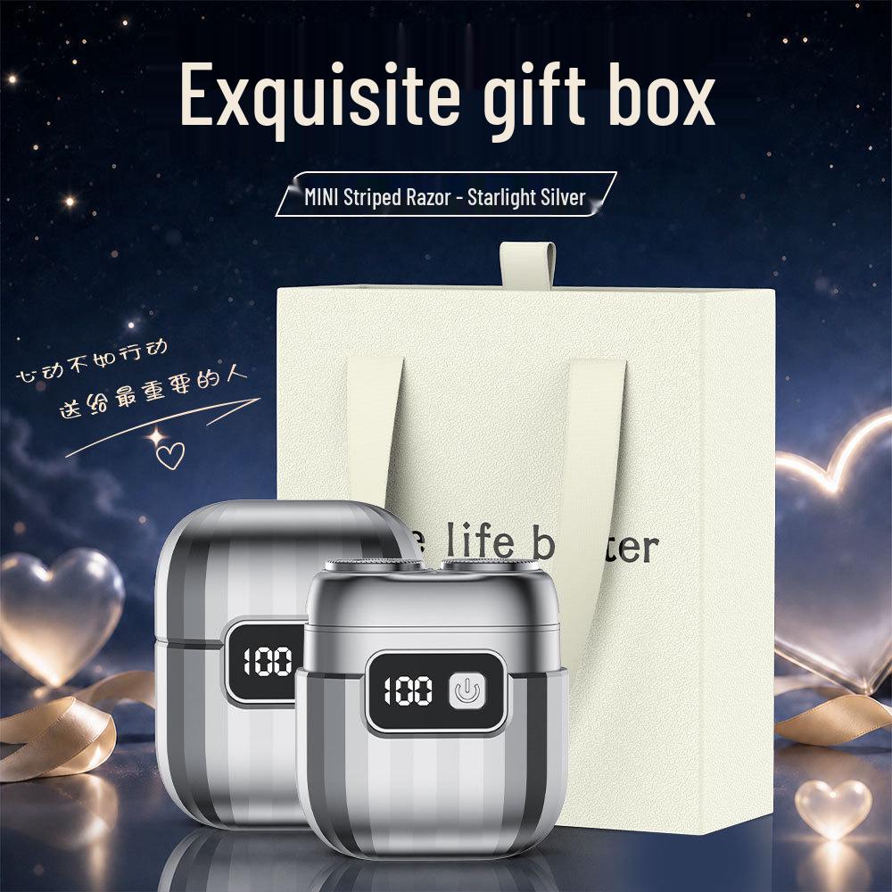 Compact Dual-Head Magnetic Electric Shaver: Rechargeable Razor with Digital Display and Gift Box