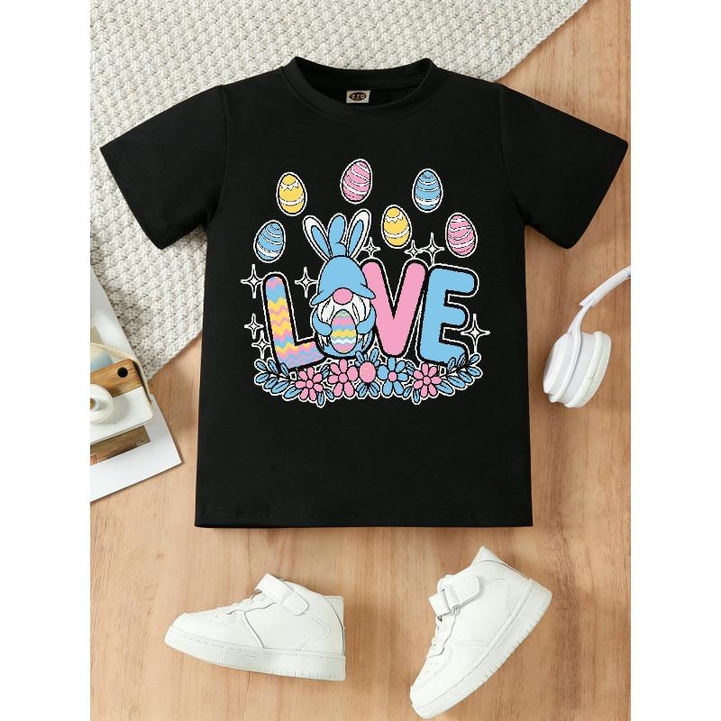 European sizes Adorable Summer Top Featuring an Easter Bunny Design for Kids, Perfect for Both Indoor And Outdoor Activities 98cm чёрный