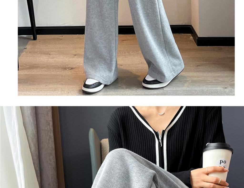 145cm Petite Women's Autumn 2025 Drawstring Wide-Leg Straight Pants - Loose, Slimming Fit