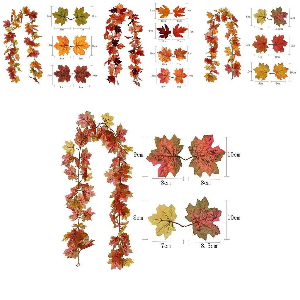 Artificial Autumn Fall Maple Leaves Garland For Home Party Decoration Vibrant Colors 175cm Long