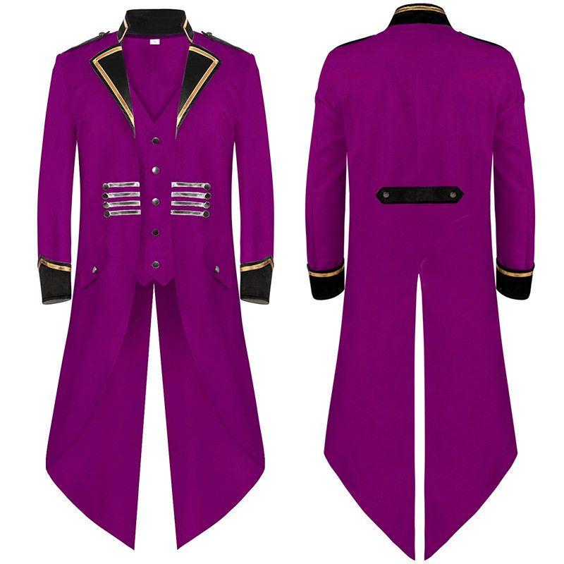 [Hot Sale] European and American Medieval Retro Coat Cosplay Costume Men's Mid-Length Punk Retro Tailcoat.