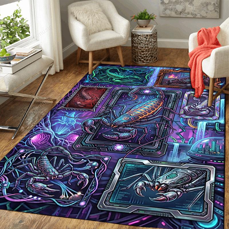 Cybernetic Scorpion Evolution Pattern Rug Floor Mat for Living Room or Bedroom Soft and Comfortable Carpet a Gift for Birthday and Holiday.