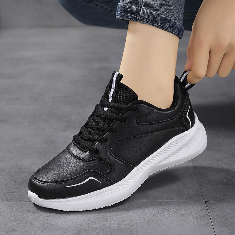 Damen PU-Leder Laufschuhe Elastische Freizeit-Sportschuhe Wasserdichte Outdoor-Trainings-Sneaker Leichte Jogging-Schuhe