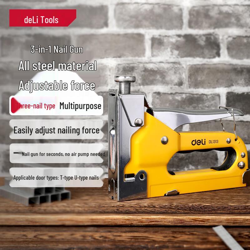 Deli Manual Staple & Brad Nailer for Woodworking and Household Use
