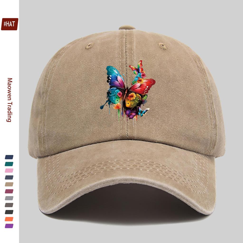 pc Vibrant Watercolor Butterfly Pattern Print Baseball Cap Comfortable Fashion Decorative Hat Trendy Lightweight Accessory A