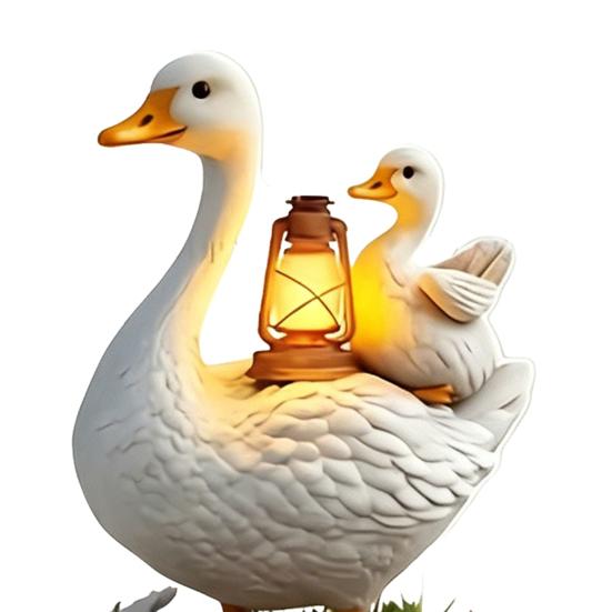 Yousheng 2D Animal Garden Stake, Cute Duck Yard Art Stake, Rusty Squirrel Garden Decoration for Yard Tree Lawn Flower