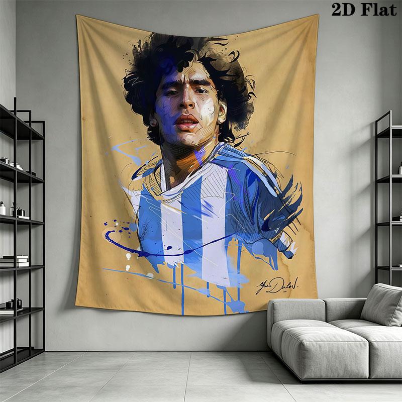 1PC Football Superstars Wall Hanging Printed Fabric Blanket Decorative Tapestries for Bedroom Living Room Home Decor